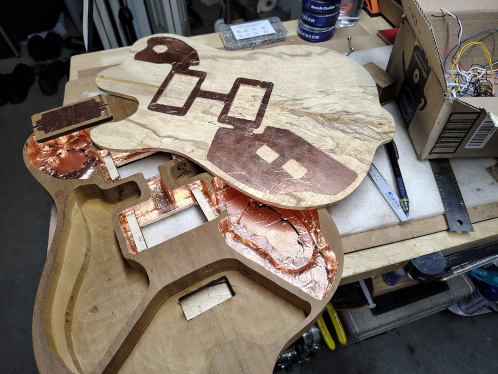 Inside of "stealth" guitar
                              prior to gluing on the drop top
