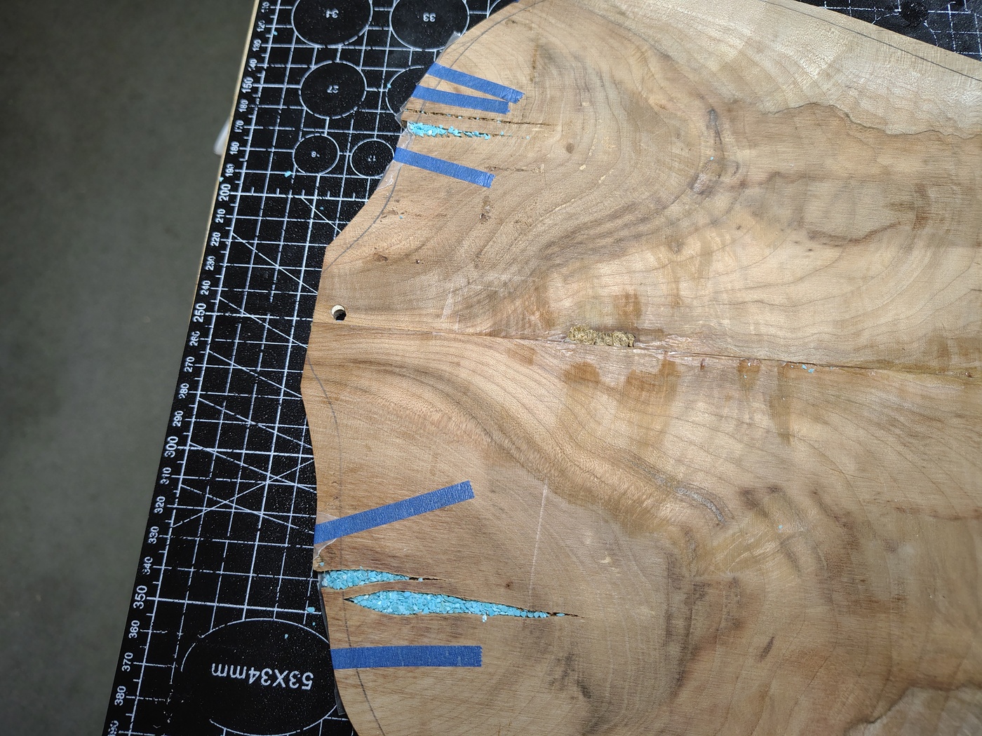 Crushed turquoise in the
                cracks