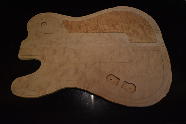 Underside of top with control locations routed