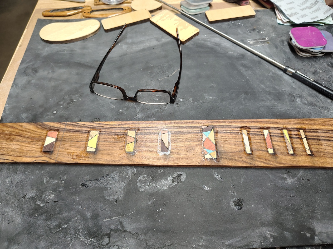Inlays glued
                in with CA glue