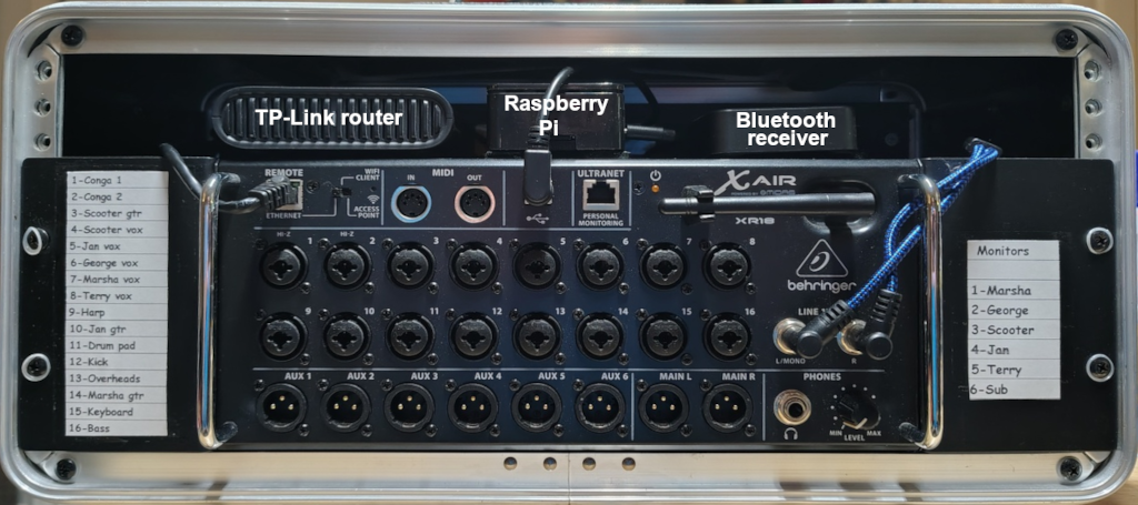 XR18 in
            rack with other gear
